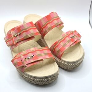 CROCS LiteRide Pink, Peach And Cream Sandals Comfortable Summer Footwear